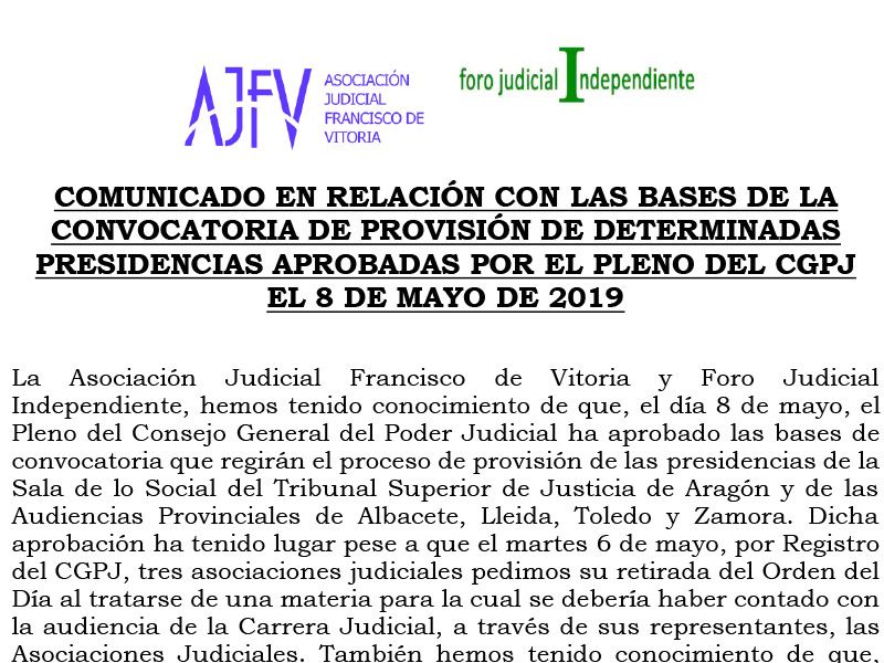 COMUNICADO APROBACIÓN BAREMO MAYO 2019