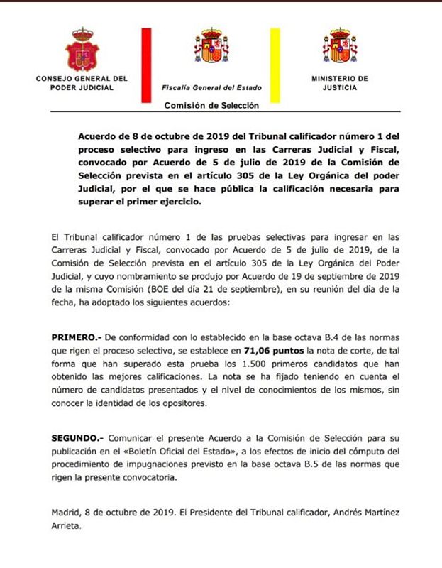 Nota de corte 2019 Nota de corte 2019
